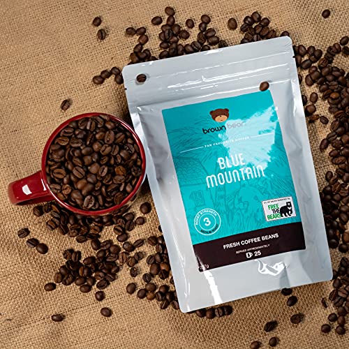 Blue Mountain Blend Medium Roast Coffee Beans 1kg - Brown Bear Coffee - for All Coffee Machines - Strength 3 - Donation to Free The Bears