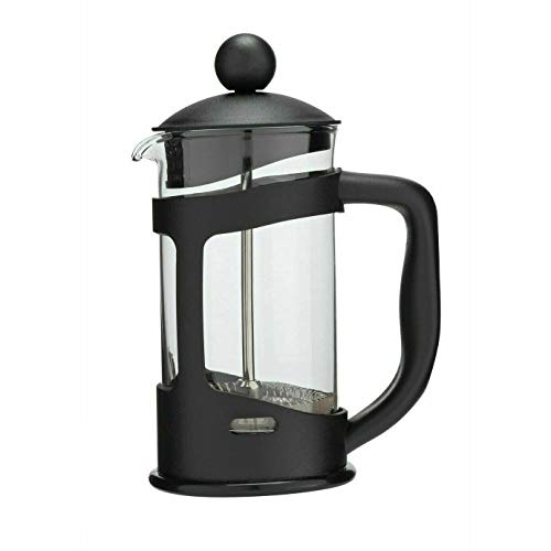 GLOW Classic Continental 350ml Black Cafetière – Premium Manual 1 Cup French Press Coffee Maker with Toughened Shockproof Glass Pot and Plunger Filter for Ground Beans Espresso Tea