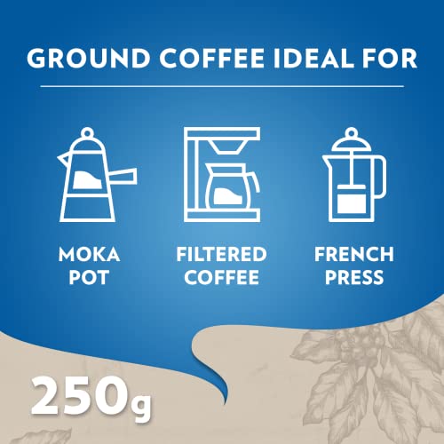 Lavazza, Caffè Decaffeinato, Ground Coffee, 8 Packs of 250 g, Ideal for Moka Pot, Filter Machine and French Press, Aromatic Notes of Dried Fruits, Arabica and Robusta, Intensity 3/10, Medium Roasting