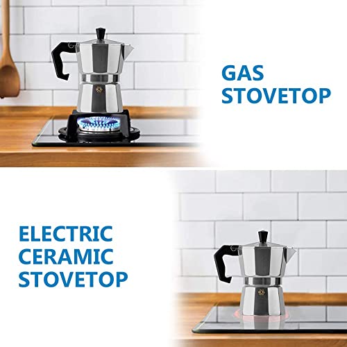 Orangehome 6 Cup Moka Stovetop Espresso Maker, Aluminium Stovetop Coffee,Moka Pot Coffee Maker (Silver)