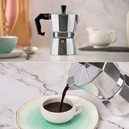 Orangehome 6 Cup Moka Stovetop Espresso Maker, Aluminium Stovetop Coffee,Moka Pot Coffee Maker (Silver)