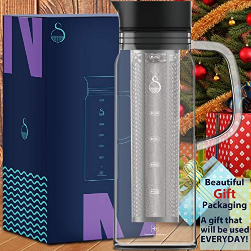 SAMBANGAN Cold Brew Coffee Maker Iced Coffee Maker Cold Brew Coffee Maker Brewer Ice Glass Stainless Steel Filter Double Mesh Cold Brew Coffee Maker (1500ml)