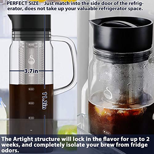 SAMBANGAN Cold Brew Coffee Maker Iced Coffee Maker Cold Brew Coffee Maker Brewer Ice Glass Stainless Steel Filter Double Mesh Cold Brew Coffee Maker (1500ml)
