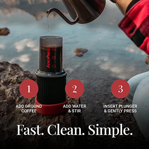 Aeropress Go Portable Travel Coffee Press Kit, 1-3 Cups in a Minute, Coffee, Espresso, & Cold Brew Maker, Manual Coffee Making Machine for Travel, Includes Mug & Lid