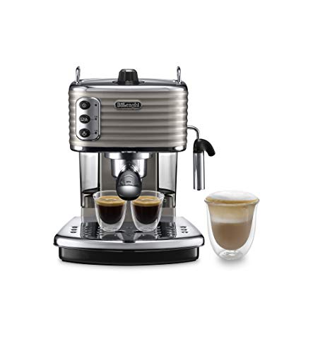 De'Longhi Scultura Traditional Barista Pump Espresso Machine, Coffee and Cappuccino Maker, ECZ351BG, 1.4 liters, Champagne