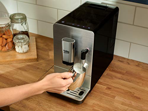 Beko 8814253200 Bean to Cup Coffee Machine CEG5311X 19 Bar Pressure-Stainless Steel, Includes Steam Nozzle for Milk Frothing, One Touch LCD Control & Removable 1.6L Water Tank, 1.6 liters