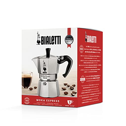 Bialetti Moka Express Aluminium Stovetop Coffee Maker 130 ml(3 Cup)