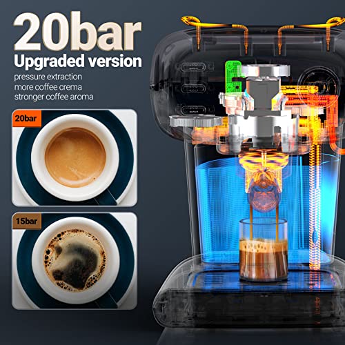 FIMEI Coffee Machine, Espresso Machine with Milk Frother, 2 Temperature Control, 20 Bar Espresso Coffee Maker, 1.2L Removable Water Tank, for Espresso, Cappuccino, Latte