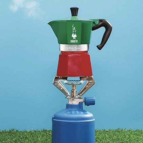 Bialetti Moka Express Italia Collection (Tricolor), 3 cup coffee maker, Aluminum, Green/Red
