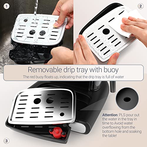 FIMEI Coffee Machine, Espresso Machine with Milk Frother, 2 Temperature Control, 20 Bar Espresso Coffee Maker, 1.2L Removable Water Tank, for Espresso, Cappuccino, Latte