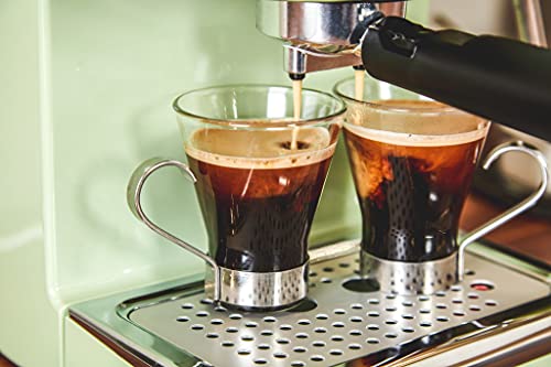 Swan Retro Pump Espresso Coffee Machine, Green, 15 Bars of Pressure, Milk Frother, 1.2L Tank, SK22110GN