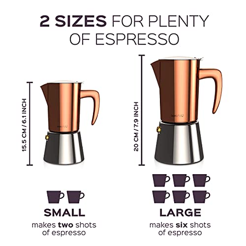 bonVIVO Moka Pot - Intenca, 300ml, Stainless Steel Espresso Maker w/Silver Chrome Finish - Stove Top Italian Coffee Maker - 6 Cup Coffee Pot - Gifts for Men and Women