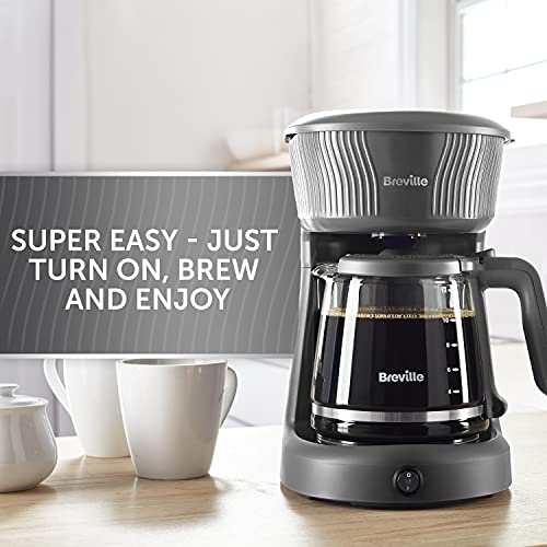 Breville Flow Filter Coffee Machine | 12 Cup Capacity Glass Coffee Jug | Auto Pause and Keep Warm Functions | Slate Grey [VCF139]