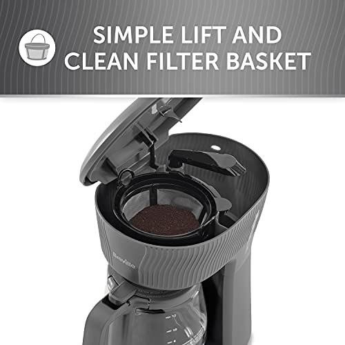 Breville Flow Filter Coffee Machine | 12 Cup Capacity Glass Coffee Jug | Auto Pause and Keep Warm Functions | Slate Grey [VCF139]
