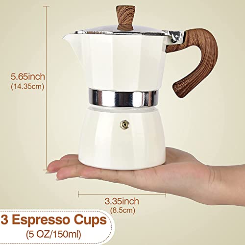 Retoteng Stovetop Espresso Maker, 3 Espresso Cup Moka Pot - 5oz Manual Cuban Coffee Percolator Machine Premium Aluminum Moka Italian Espresso Greca Coffee Maker Brewer Percolator