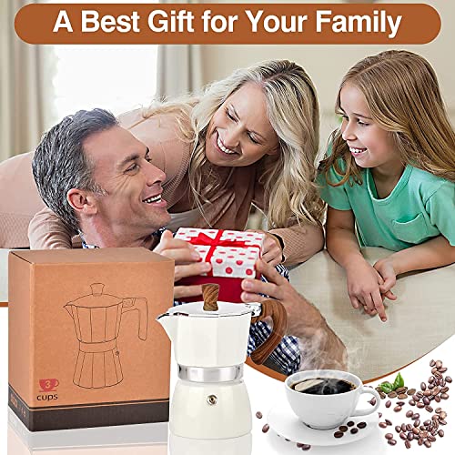 Retoteng Stovetop Espresso Maker, 3 Espresso Cup Moka Pot - 5oz Manual Cuban Coffee Percolator Machine Premium Aluminum Moka Italian Espresso Greca Coffee Maker Brewer Percolator