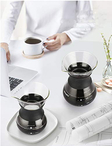 YunNasi Pour Over Coffee Maker Glass Hand Drip Coffee Brewer Set with Permanent Filter (400ml)