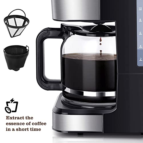 Taylor Swoden Filter Coffee Machine, Drip Coffee Maker with Programmable 24hr Timer, Keep Warm & Anti-Drip, Reusable Filter Fast Brewing - Darcy 950W 1.5 L Black Stainless Steel Coffee Machine