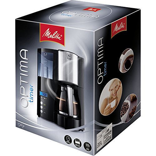 Melitta Filter Coffee Maker with Glass Pourer, Hot Hold and Timer Function, Optima Timer, Black, 100801