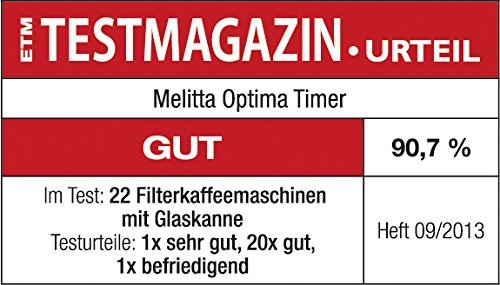 Melitta Filter Coffee Maker with Glass Pourer, Hot Hold and Timer Function, Optima Timer, Black, 100801