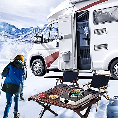 NJ NGB-S1 Indoor Portable Gas Stove - Single Burner Gas Hob Table Top Cooker LPG Cooker for Caravan Black Glass Freestanding Cooktop Camping Outdoor 4.2kW