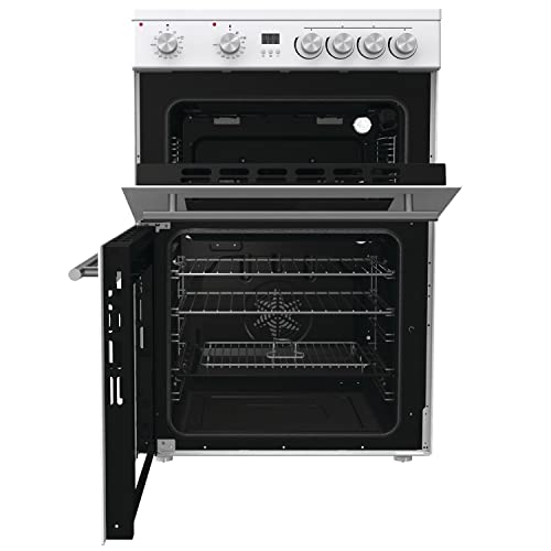 Hisense HDE3211BWUK 60cm Electric Cooker with Ceramic Hob-White A Rated Double Oven