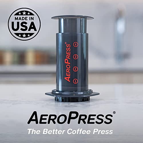 AeroPress Coffee and Espresso Maker - Quickly Makes Delicious Coffee Without Bitterness - 1 to 3 Cups Per Pressing,Black