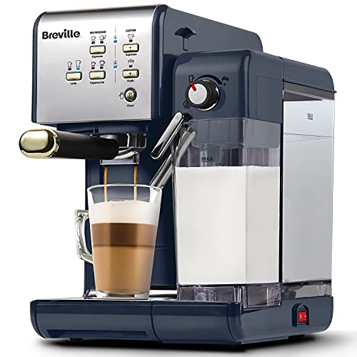 Breville One-Touch CoffeeHouse Coffee Machine | Espresso, Cappuccino and Latte Maker | 19 Bar Italian Pump | Automatic Milk Frother | ESE Pod Compatible | Navy [VCF145]