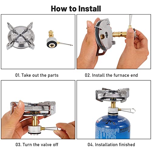 Lixada Mini Gas Stove, Camping Cooker Gas Portable with Waist Bag,Camping Gas Stove for FestivalsTravel Camping Outdoor Cooking 17x7cm