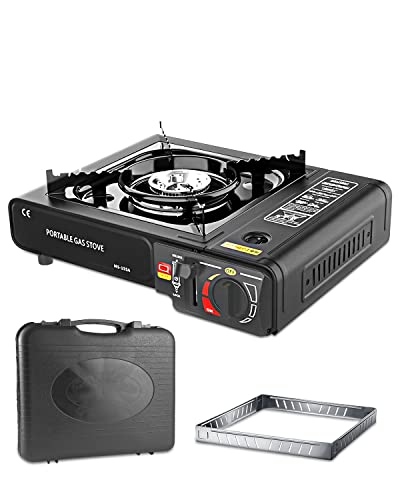 Camping Stove Windshield, Camping Stove Gas Portable Windproof Portable Gas Stove Easy to Carry Gas Camping Stove with Carry Case Camping Gas Stove Camp Stoves Camping Cooker for Outdoor BBQ Party