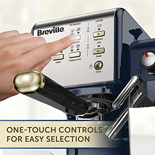 Breville One-Touch CoffeeHouse Coffee Machine | Espresso, Cappuccino and Latte Maker | 19 Bar Italian Pump | Automatic Milk Frother | ESE Pod Compatible | Navy [VCF145]