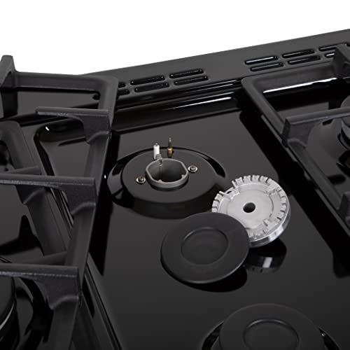 WILLOW WR100DFBLK Freestanding Dual Fuel Range Cooker, Multifunctional, 7 Burners, Wok Burner, 4 Cavities, Integrated Grill, Easy Clean (Black) [Energy Class A]