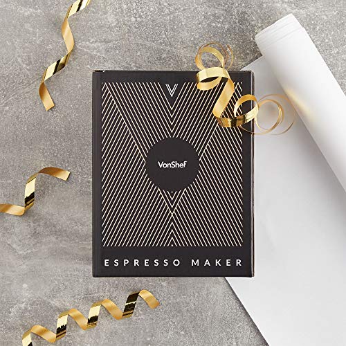 VonShef Stovetop Coffee Maker, 6 Cup Aluminium Italian Espresso Maker, 300ml Gas & Electric Stove Top Moka Pot with Replacement Gasket & Filter