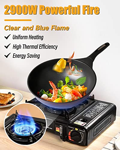 Camping Stove Windshield, Camping Stove Gas Portable Windproof Portable Gas Stove Easy to Carry Gas Camping Stove with Carry Case Camping Gas Stove Camp Stoves Camping Cooker for Outdoor BBQ Party