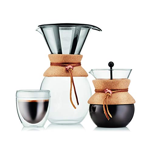 Bodum 11571 109 1L Pour Over Coffee Maker with Permanent Filter, Layered, Transparent