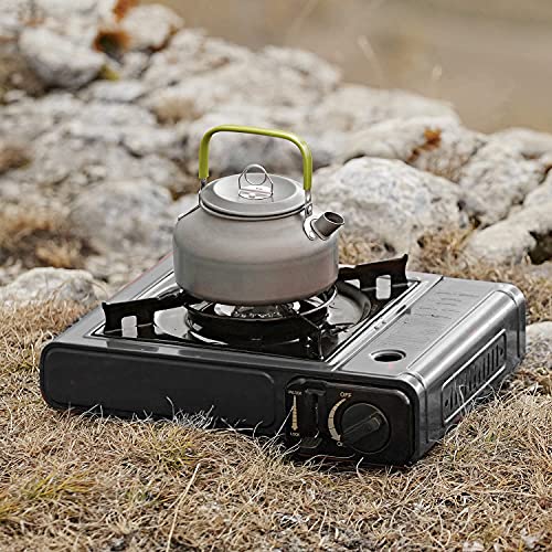 GREEN HAVEN Black Portable Camping Stove with Cary Case & 8 Butane Gas | Premium Camping Gas Stove |EN417 Compliant Camping Stove Gas Portable |Gas Camping Stove with Automatic Ignition & Heat Control
