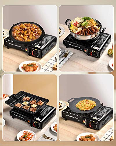 Camping Stove Windshield, Camping Stove Gas Portable Windproof Portable Gas Stove Easy to Carry Gas Camping Stove with Carry Case Camping Gas Stove Camp Stoves Camping Cooker for Outdoor BBQ Party