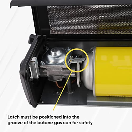 ASAB Portable Camping Gas Cooker Single Burner Stove Automatic Ignition System Enamel Pan Holder Butane BBQ Carry Bag Caravan Outdoor - Black Stove + 4 Canisters