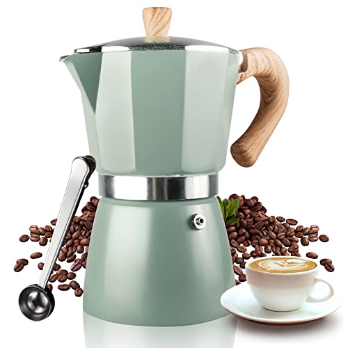 VINEKRAFT Moka Pot, Espresso Maker, ‎Aluminium Stove Top Coffee Maker with a Coffee Clip Spoon, 300ml/6 Cups