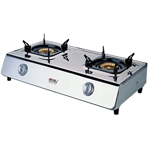 NJ NSD-2 Indoor Gas Stove - 2 Burner Portable Gas Hob LPG Cooker Caravan Cooktop Stainless Steel Freestanding Table Top for Home Kitchen Camping Garden Catering 7.2kW