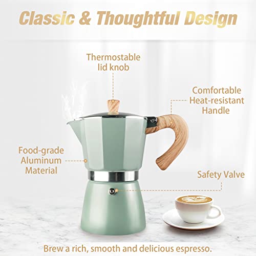 VINEKRAFT Moka Pot, Espresso Maker, ‎Aluminium Stove Top Coffee Maker with a Coffee Clip Spoon, 300ml/6 Cups
