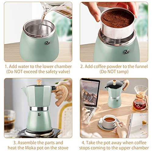 VINEKRAFT Moka Pot, Espresso Maker, ‎Aluminium Stove Top Coffee Maker with a Coffee Clip Spoon, 300ml/6 Cups