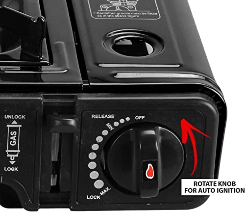 Portable Camping Gas Cooker Stove Single Burner With 4 Canaister BBQ Caravan Outdoor Party Stove comes with Carry Case