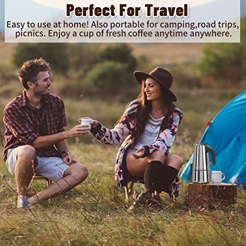 Godmorn Stovetop Espresso Maker, Italian Coffee Maker Moka Pot, 450ml/9 Cup (Espresso Cup=50ml), 430 Stainless Steel Classic Cafe Maker, Suitable for Induction Hob