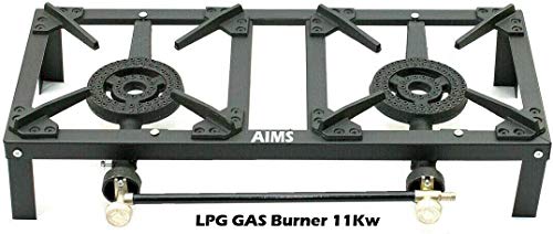 Butane Gas Double Burner Camping Cooker Country Stove Cast Iron LPG Double Burner BBQ Portable Grill, Boiling Ring Outdoor Camping Propane Catering