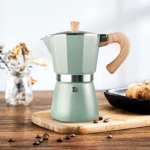 VINEKRAFT Moka Pot, Espresso Maker, ‎Aluminium Stove Top Coffee Maker with a Coffee Clip Spoon, 300ml/6 Cups