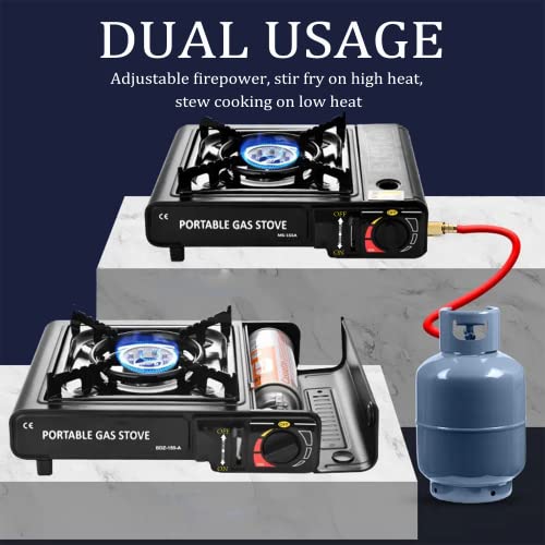 Camping Stove, Portable Camping Gas Cooker Compact Outdoor Gas Cooker Camp Stove - 2.9 KW - Gas Cooker with Automatic Ignition System & Overheating Protection for Home, Restaurant, Indoor and Outdoor