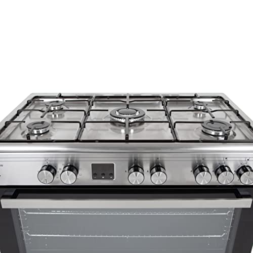 WILLOW WS90DFSS 90cm Dual Fuel, Freestanding Range Cooker, 5 Gas Burners, Wok Burner, Electric Single Cavity, 95L Capacity, 2 Year Manufacturer’s Warranty (Stainless Steel) [Energy Class A]