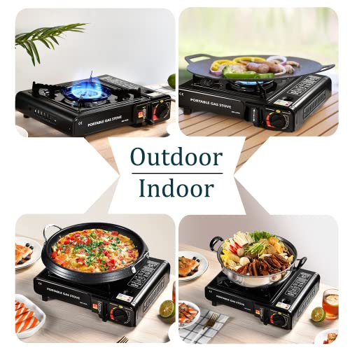 Camping Stove, Portable Camping Gas Cooker Compact Outdoor Gas Cooker Camp Stove - 2.9 KW - Gas Cooker with Automatic Ignition System & Overheating Protection for Home, Restaurant, Indoor and Outdoor
