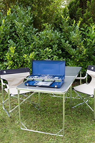 Campingaz Chef Folding Double Burner Stove and Grill, compact gas cooker for camping or festivals, Blue